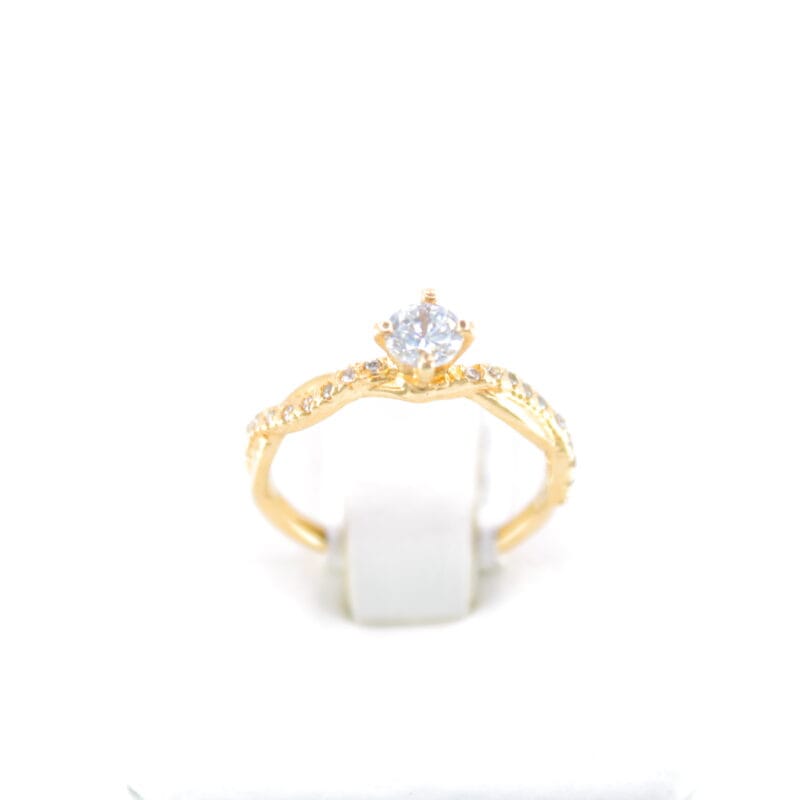 Anillo Promesa torneado circones 20 + circon central mediano talla 6
