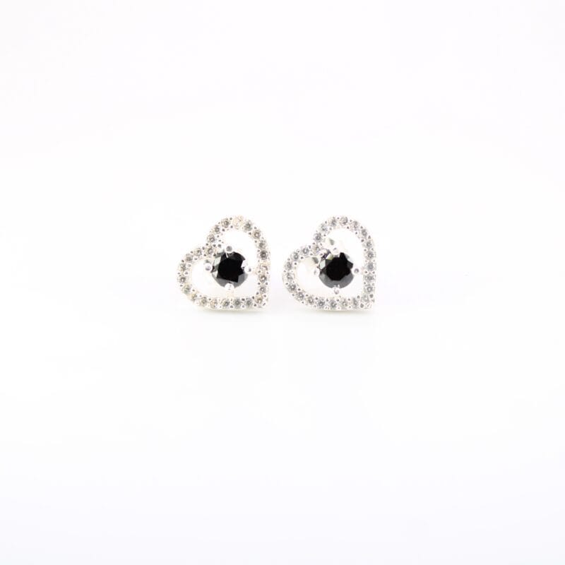Topos corazon circon negro plata 925 11mm