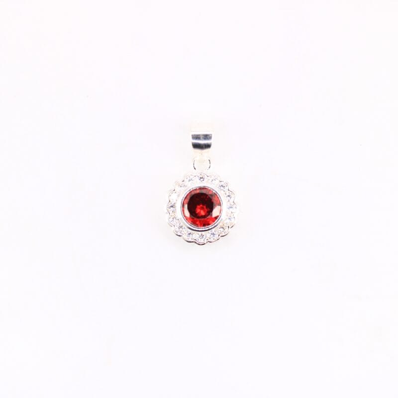 Dije flor naranja y circones blancos plata 925 10,32mm