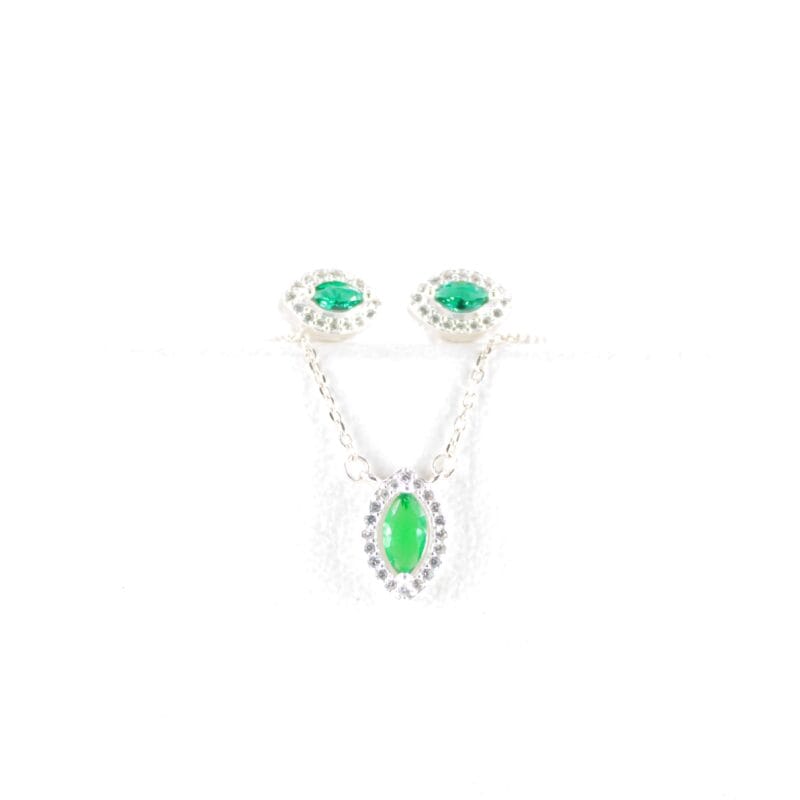 Set marquiz circon verde plata