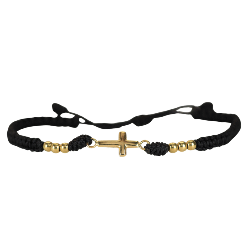 Brazalete tejido negro cruz