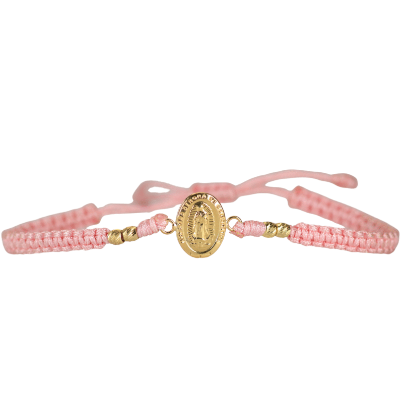 Brazalete Tejido Rosado Virgen de Guadalupe 12.3mm x 14.8mm x 2.4mm