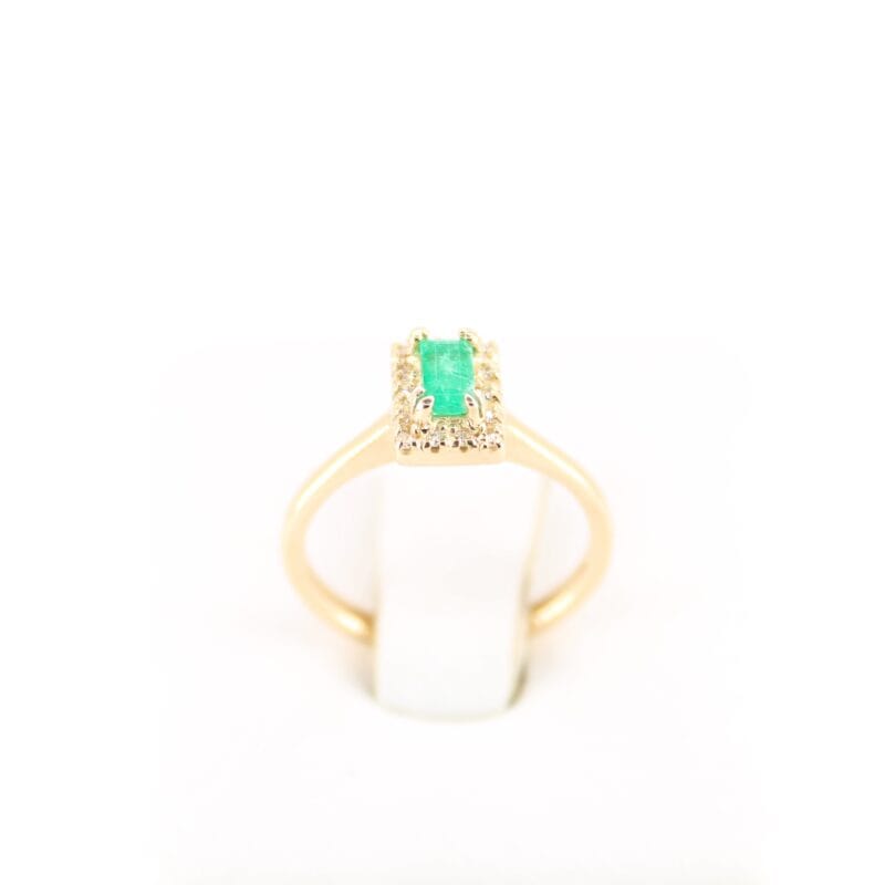 Anillo Esmeraldas y Diamantes Princesa 2,9mm - 5mm 14dts