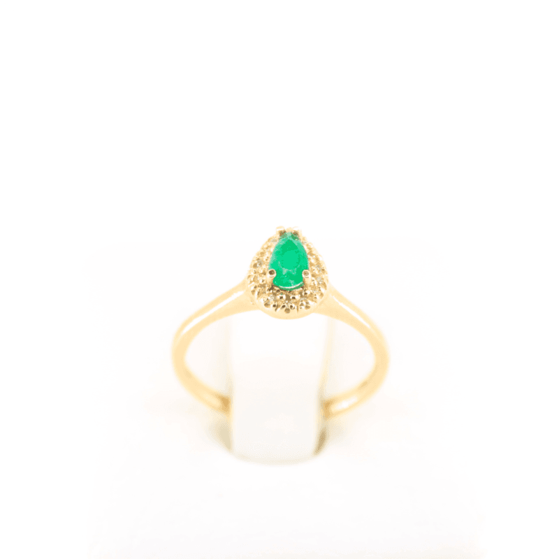 Anillo Esmeraldas y Diamantes Gota 3,5mm - 6mm 14dts