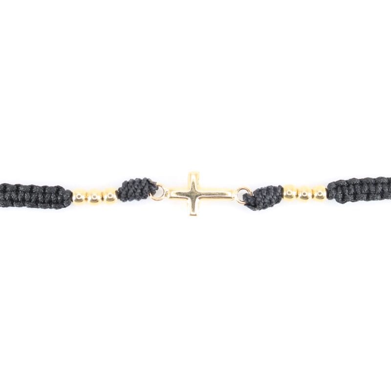 Brazalete tejido negro cruz