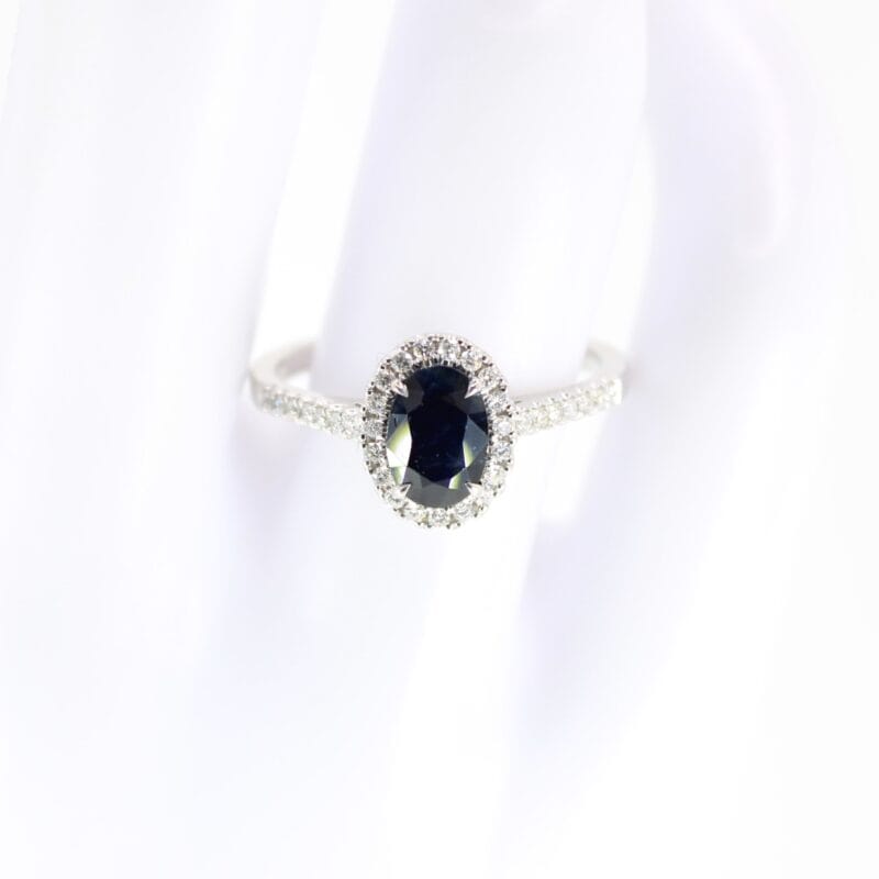 Anillo Zafiro Lady Di Oro Blanco 10mm - 8,17mm 1,2cts - 0,33cts
