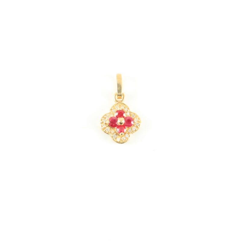 Dije Rubí y Diamante VC&A Flora 14mm