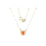 Cadena Zafiro Naranja Y Diamantes 40cm-7,5mm 3,3mm