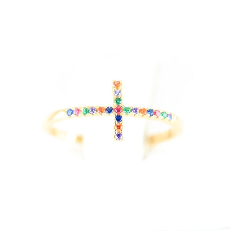 Anillo cruz circones colores Talla 7,5 8,6mm 1,4mm