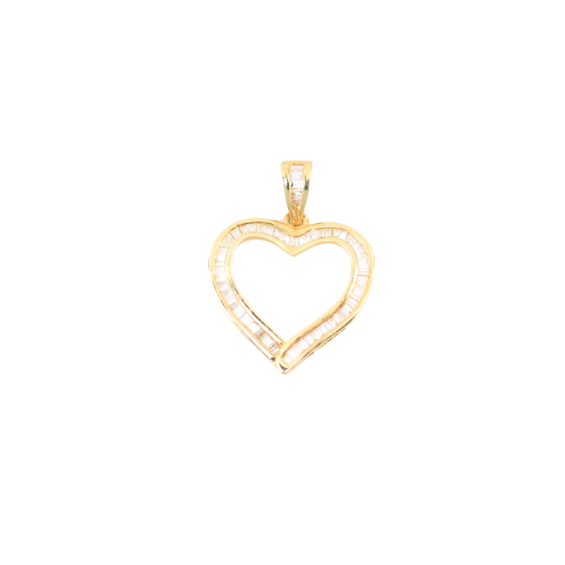 Dije Diamantes Baguette Corazon (0,25cts) 18,2mm-15,8mm 2,7mm