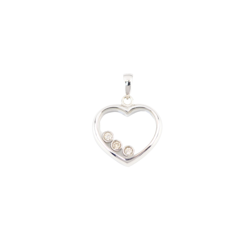 Dije Corazon Trio Happy Diamonds Oro Blanco (0,06cts) 15,9mm-15mm 3,4mm