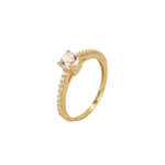 Anillo Promesa clasico 18 circones + central talla 6