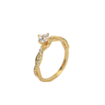 Anillo Promesa torneado circones 20 + circon central mediano talla 6
