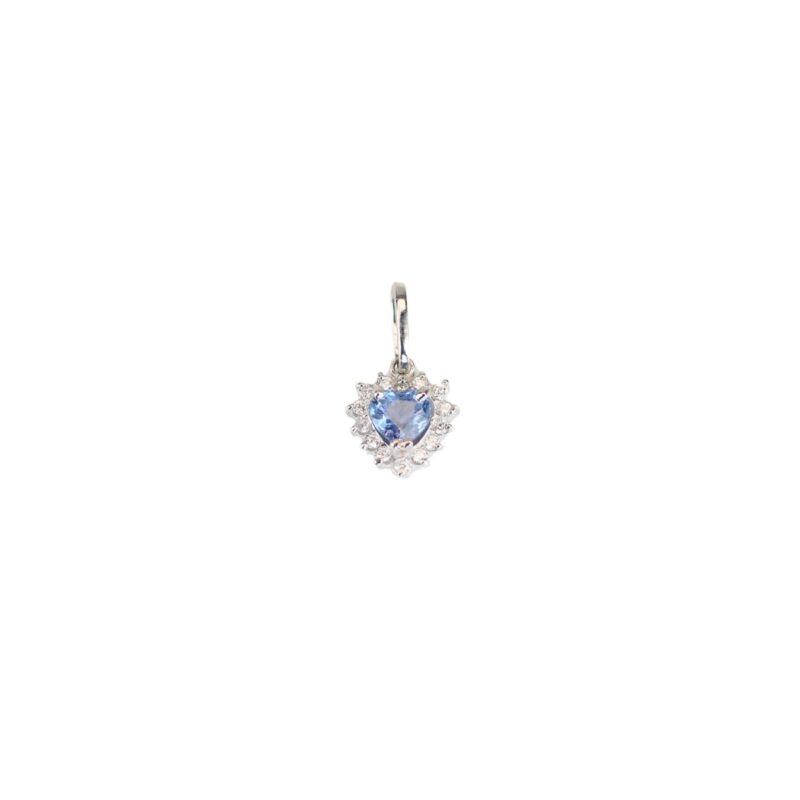 Dije Zafiro Azul Y Diamantes 13,70mm-7,5mm 3,6mm