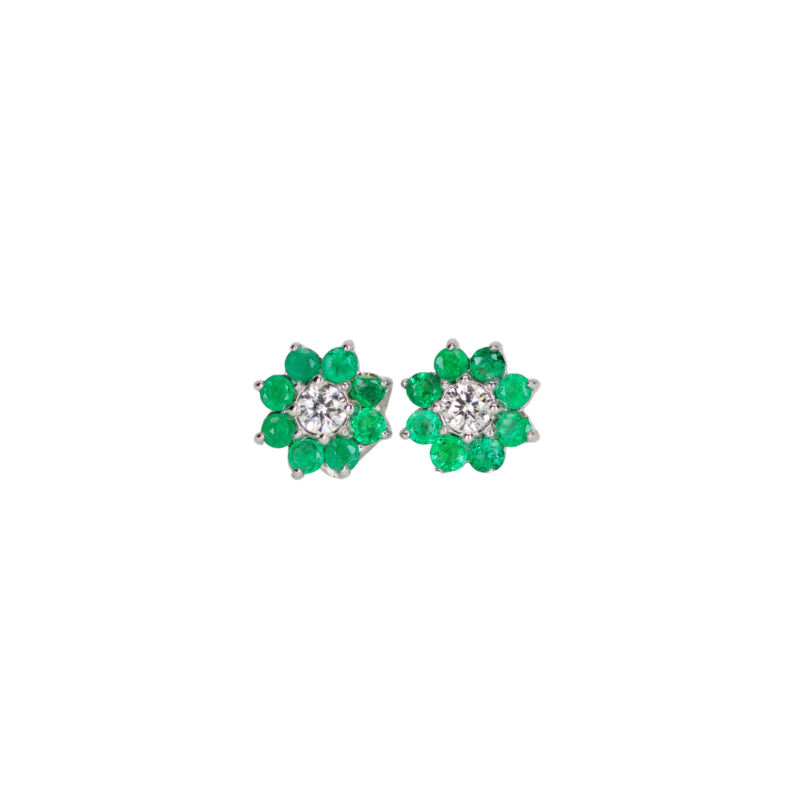 Topos Esmeralda Y Diamante Flor Del Infinito (0,20cts-0,53cts) 8,6mm-9,3mm 4,1mm