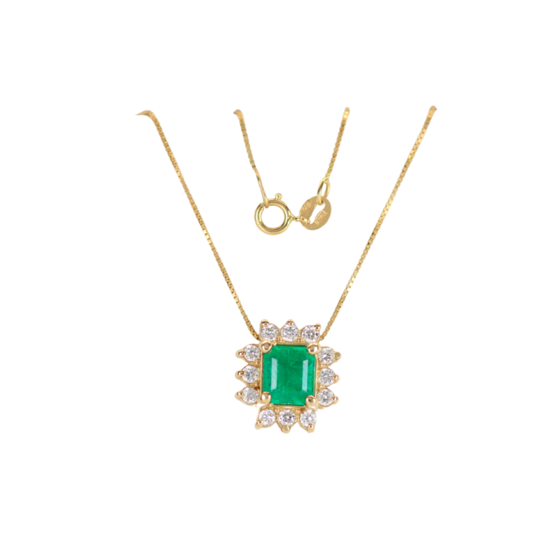 Cadena Esmeralda Y Diamante Teyuna (1,20cts-0,35cts) 45cm-13,3mm
