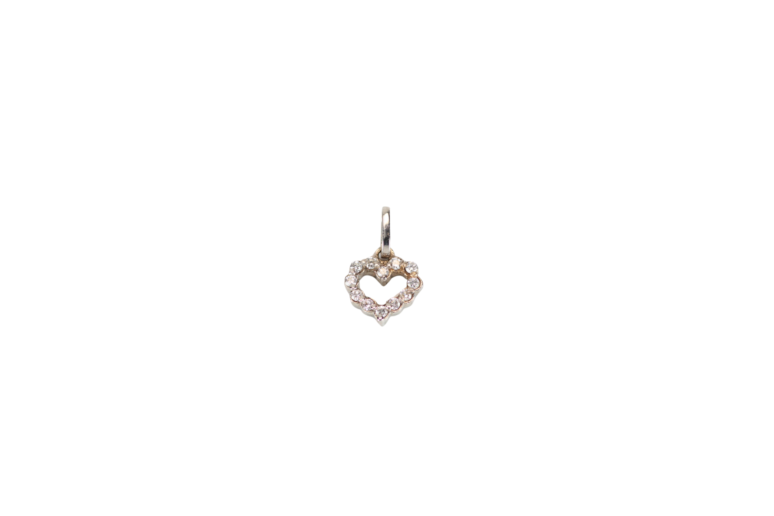 124 - copia Dije Diamante Corazón Oro Blanco 0,17ct 12mm - Imagen 1