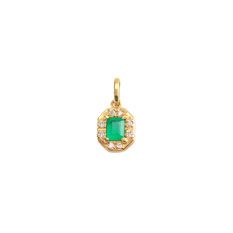 Dije Esmeralda Baguette y Diamantes 0,35ct - 0,10ct