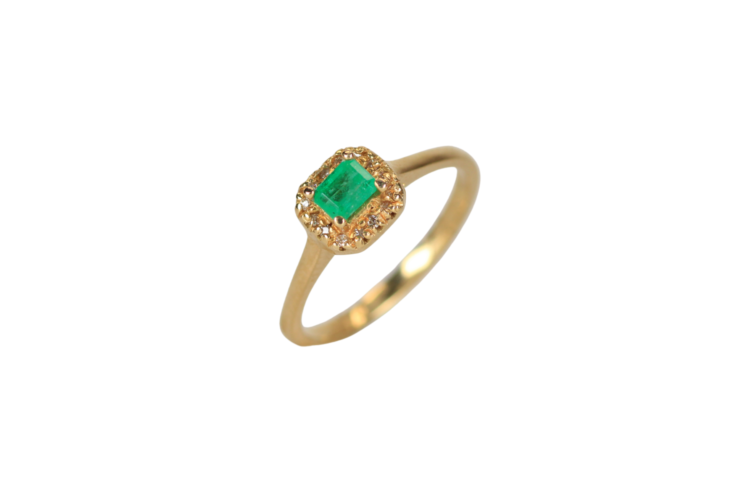 223 Anillo Esmeraldas Y Diamantes Octagon 4mm-4mm, 14 Dts Talla 6 - Imagen 1