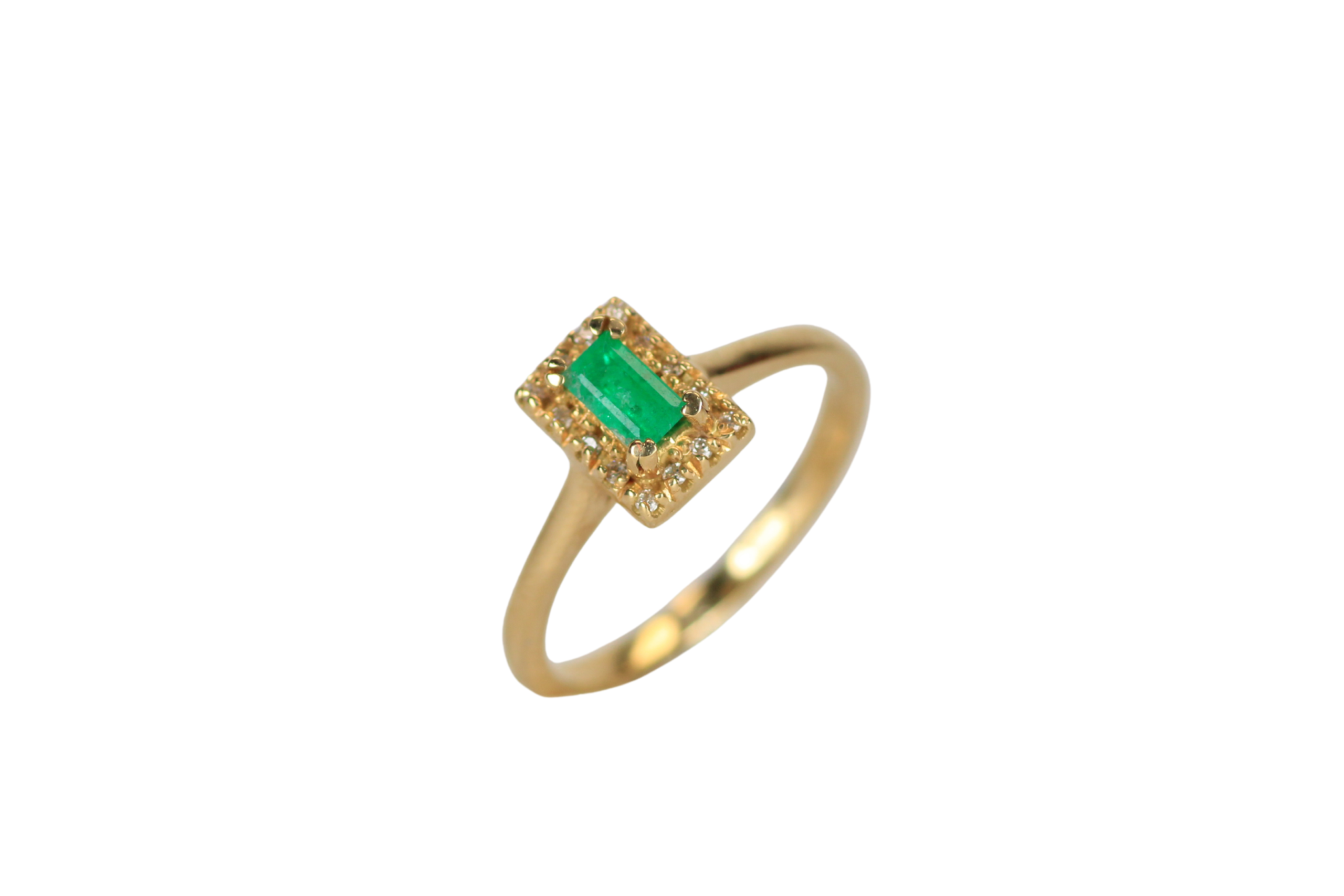 Anillo Esmeraldas y Diamantes Princesa 2,9mm - 5mm 14dts