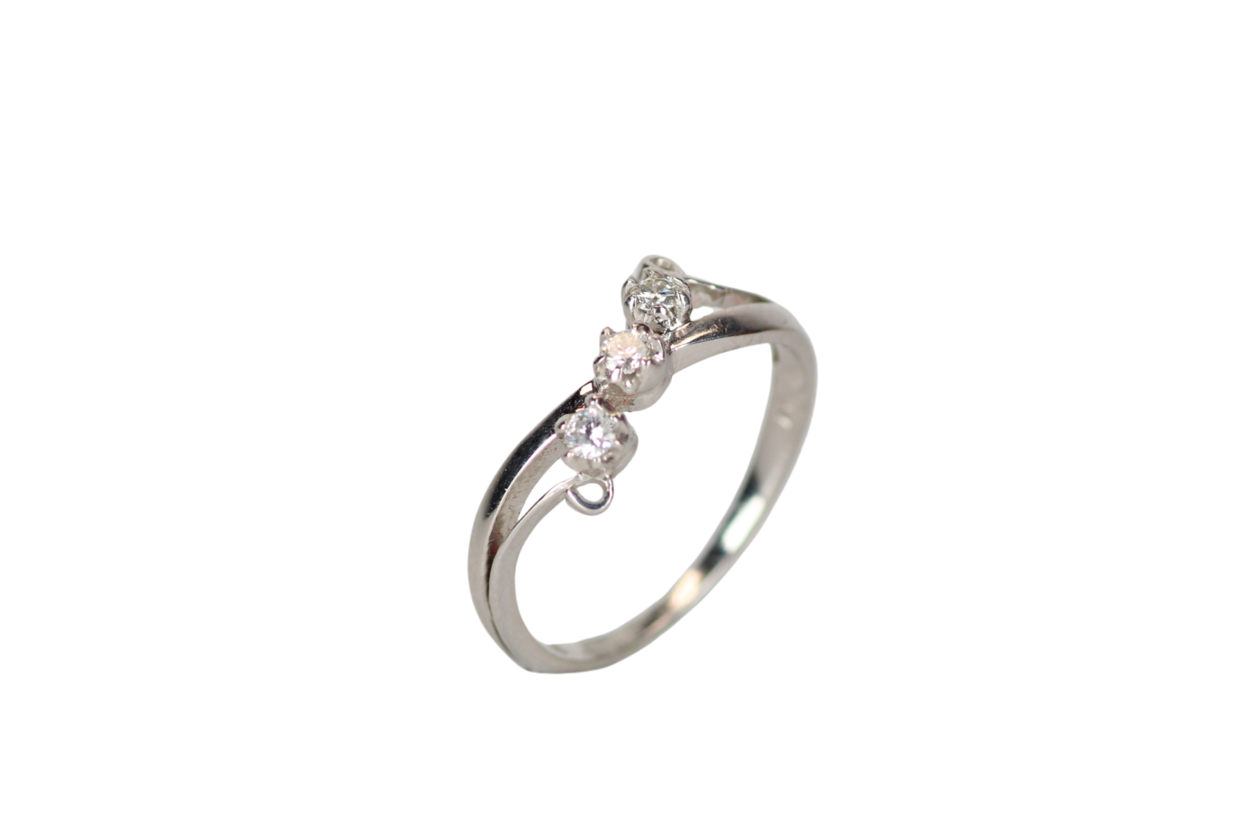 237 Anillo Diamante Promesa Trio 2,5mm Oro Blanco Talla 5 - Imagen 1