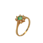 Anillo Esmeralda Bordeada de Diamantes Sol 0,20cts - 0,10cts Talla 7