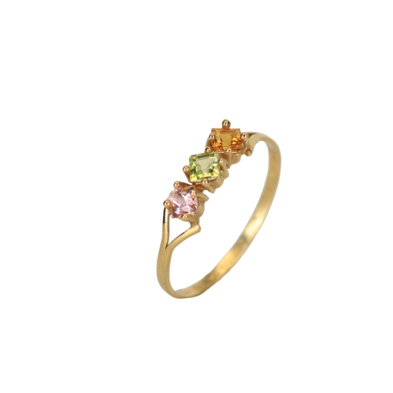 Anillo Piedras Semi Preciosas Turmalina,Citrino Talla 7