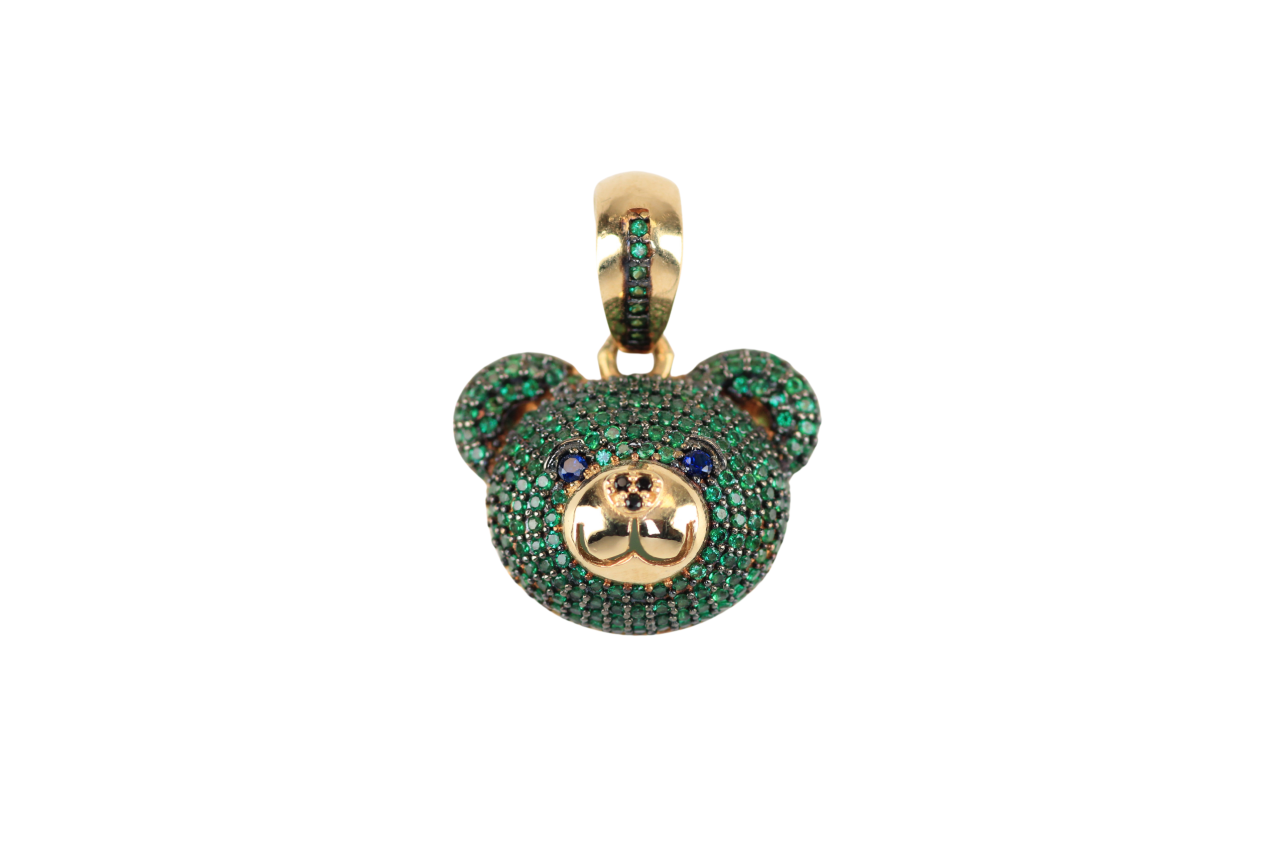 349 - copia Dije Oso Teddy Green Black Gold 28mm-22mm - Imagen 1