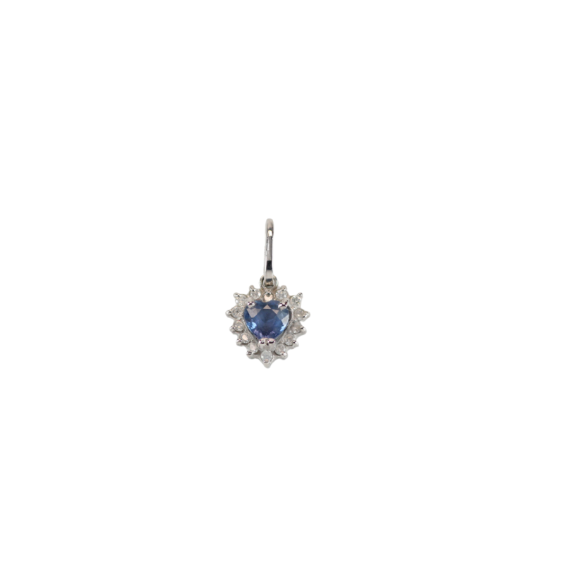 Dije Zafiro Azul Y Diamantes 13,70mm-7,5mm 3,6mm