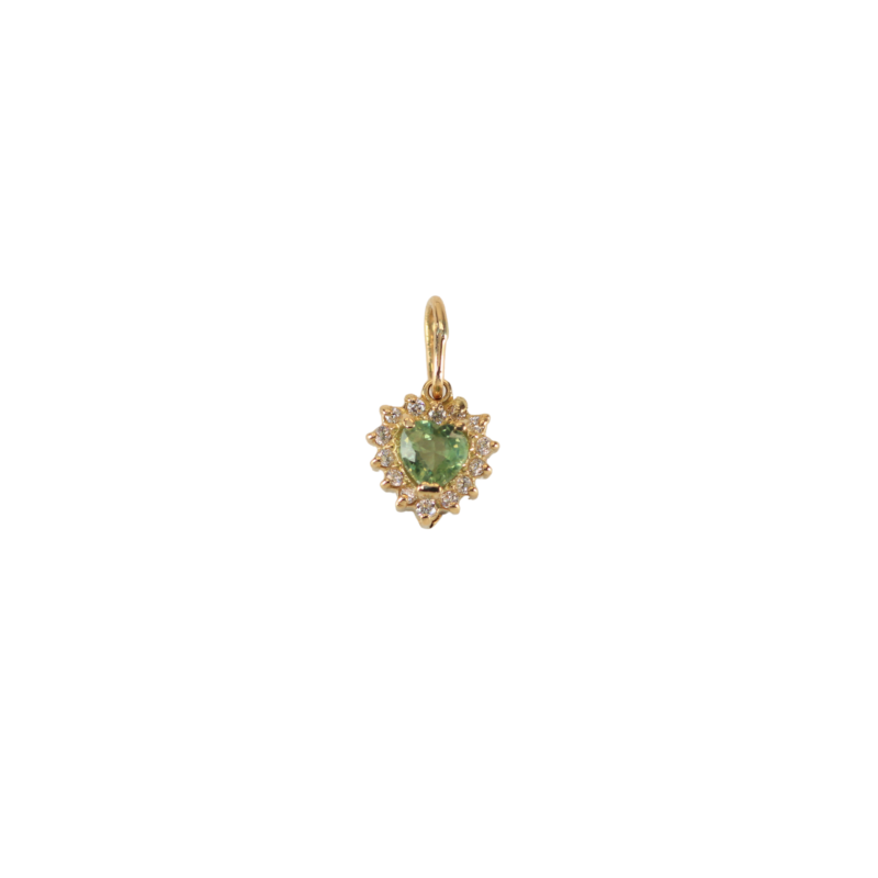 Dije Zafiro Verde Y Diamantes 13,70mm-7,5mm 3,6mm