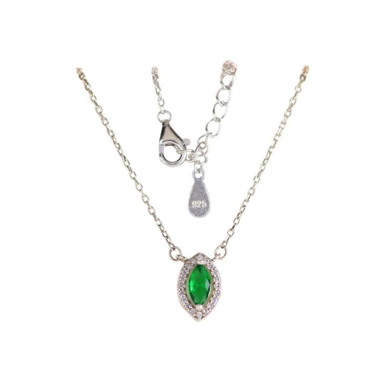 Cadena Circon Verde Plata Marquiz 45cm