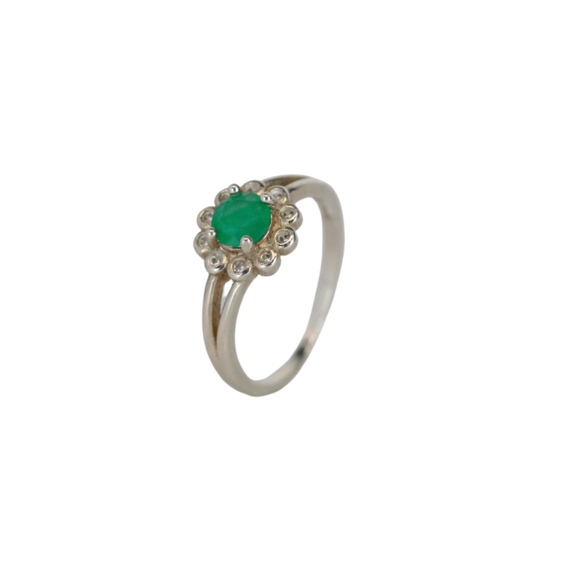 Anillo Esmeralda Flor Plata Talla 5,5 1