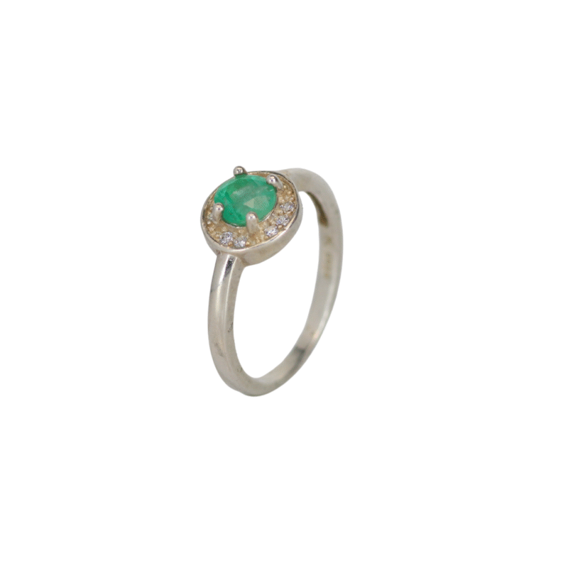 Anillo Esmeralda Lady Di Plata Talla 5 1