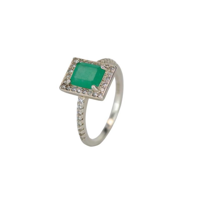 Anillo Esmeralda Cuadrada Plata Talla 7 1