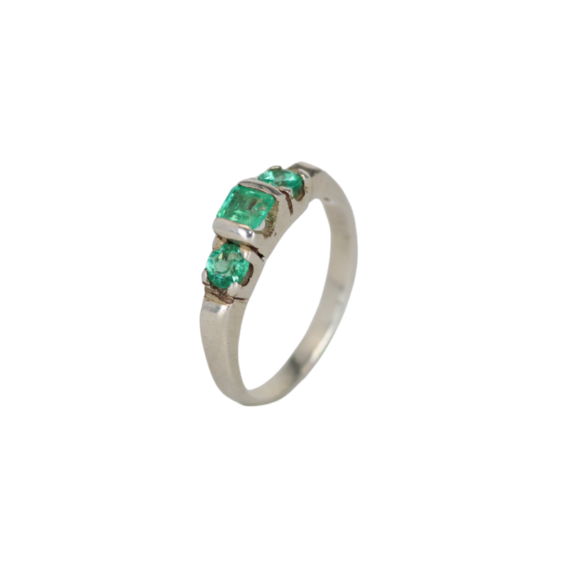 Anillo Esmeralda Trio Plata Talla 7 1
