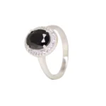 Anillo Oval Circones Azul Y Blanco Plata 13,8mm-1,9mm - Talla 8