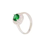 Anillo Circones Verde Y Blanco Plata 8mm-1,7mm - Talla 8