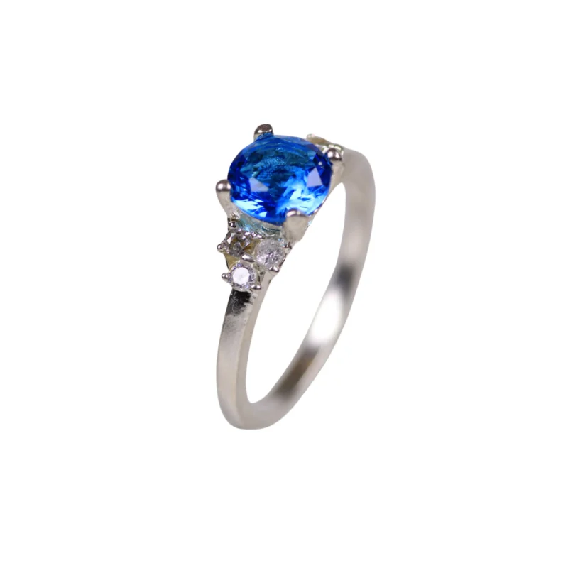 Anillo Circonita Azul Plata 6,9mm-2,2mm - Talla 7