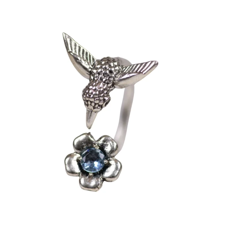 Anillo Sinzajo Celeste Plata 11mm-10mm - Talla 6