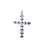 Dije Cruz Circones Blanco Y Azul Plata 36,3mm-22,3mm