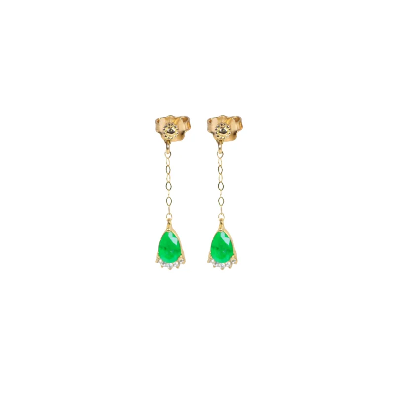 Topos Esmeralda Gota Y Diamantes Pendulo 27,7mm-7,7mm