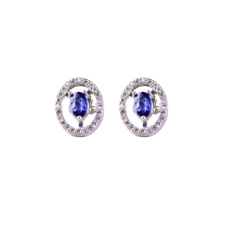 Topos Zafiro Y Diamantes Oval Orbe Imperial 13,3mm-11,1mm