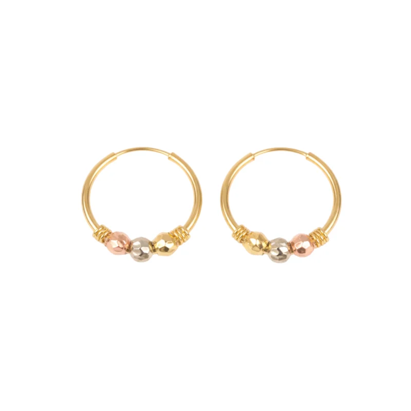 Candongas Bolas Tres Oros Oro 18K 20mm-3mm