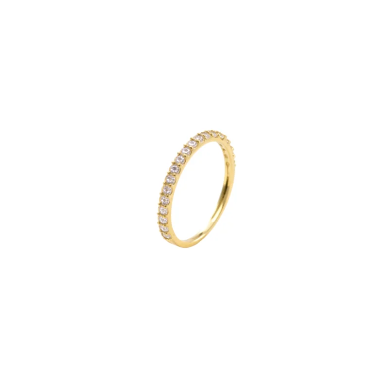 Anillo Cintillo Circones Blanco Oro 18K 1,4mm-2mm  Talla 6