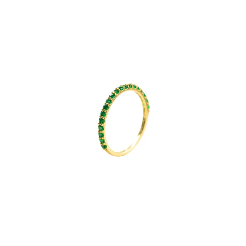 Anillo Cintillo Circones Verde Oro 18K  1,3mm-1,9mm Talla 5,5