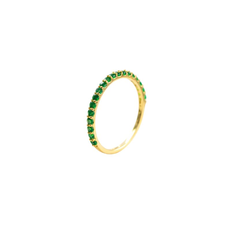 Anillo Cintillo Circones Verde Oro 18K  1,3mm-1,9mm Talla 5,5