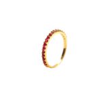 Anillo Cintillo Circones Fucsia Oro 18K  1,9mm-2,4mm Talla 6