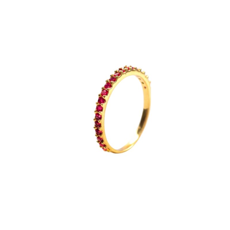 Anillo Cintillo Circones Fucsia Oro 18K  1,9mm-2,4mm Talla 6