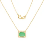 Cadena Esmeralda y Diamantes Mantra Oro 18K 45cm 1,2cts - 0,20cts