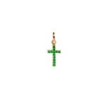 Dije Cruz Circones Verdes Oro 18K 16,2mm-8,3mm